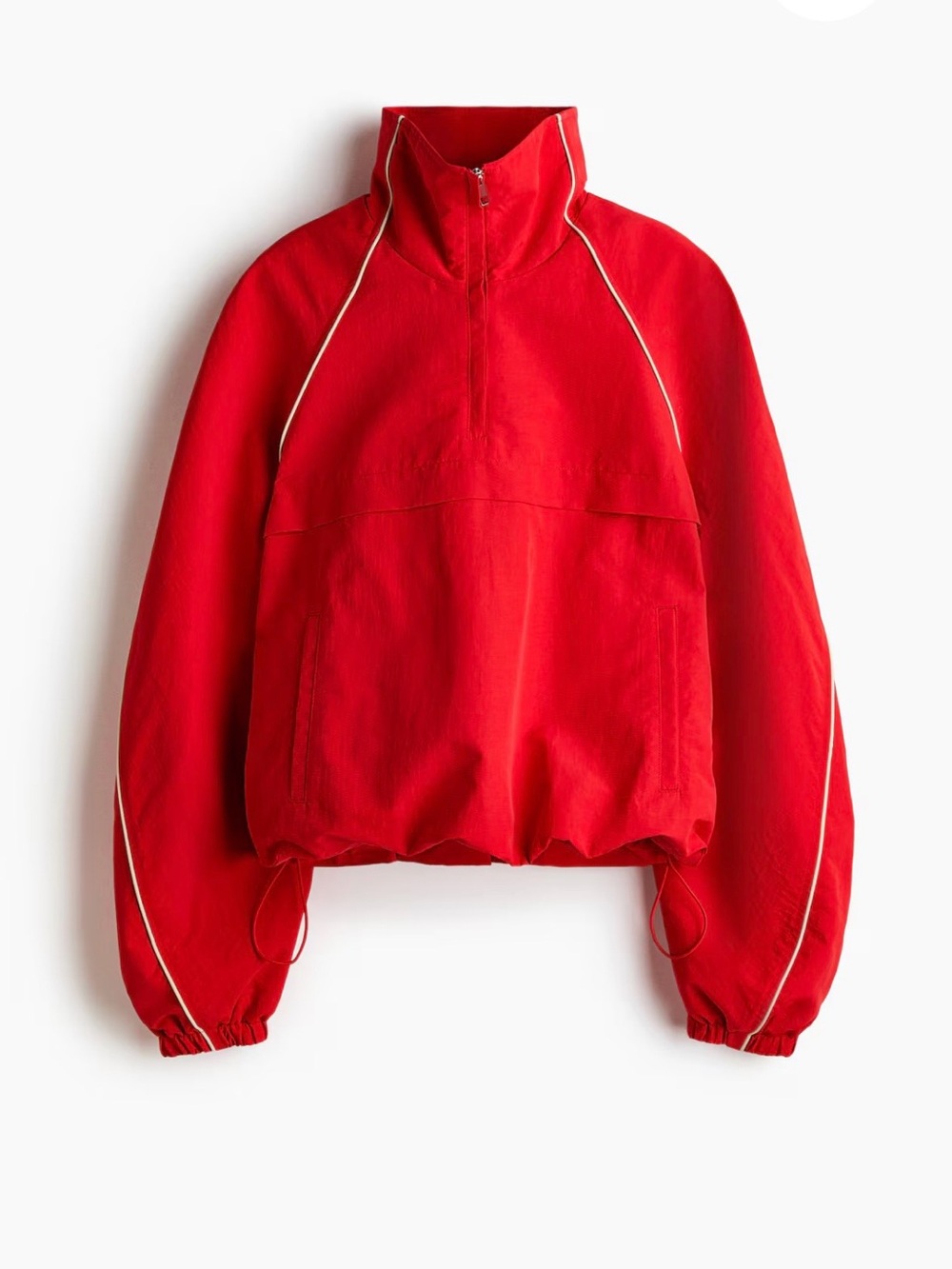 H&M Edition Red Half-Zip Windbreaker Jacket with White Piping BNWT